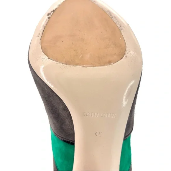 Miu Miu SS2016 Suede Patchwork Colorblock Crystal Embellished High Heel Boots 40 - Picture 10 of 10